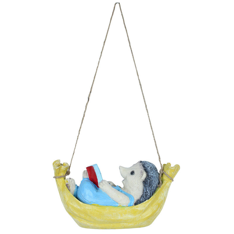 Hedgehog on Hammock for Garden Decoration (Yellow)