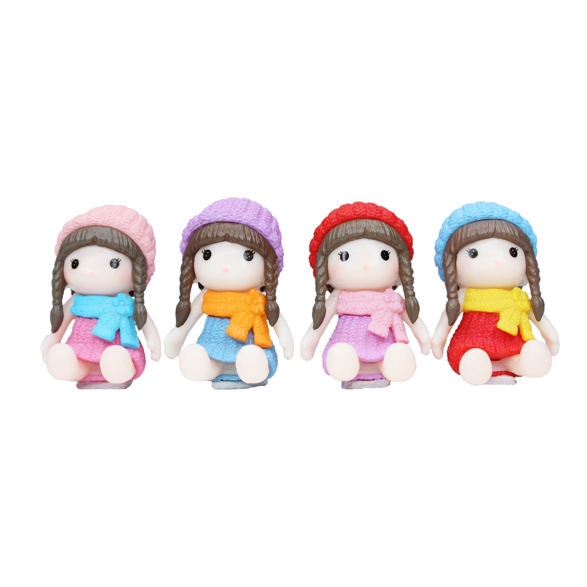 Miniature Toys : (Set of 4) Sweater Dolls Sitting for Fairy Garden Accessories