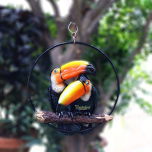 Toucans Statue in Ring for Home and Garden Decoration