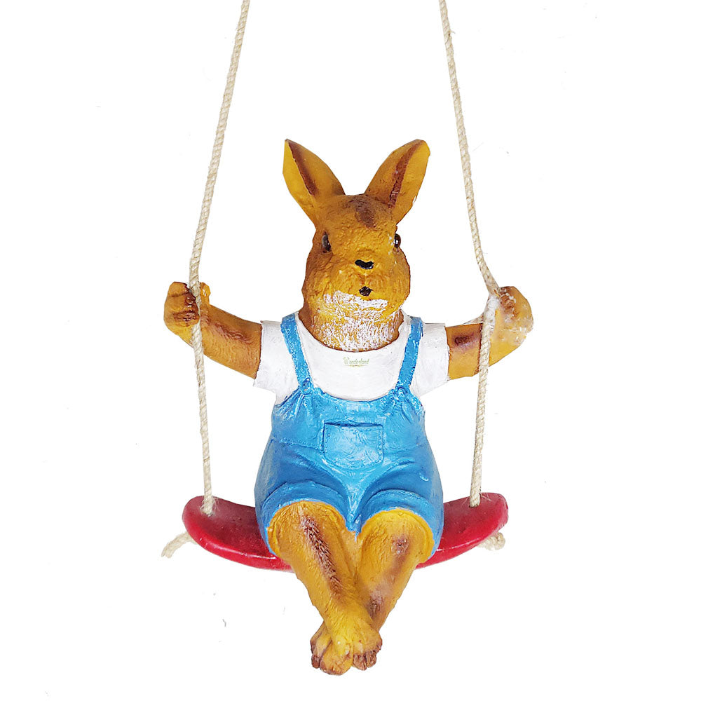 Rabbit on Swing for Garden Decoration