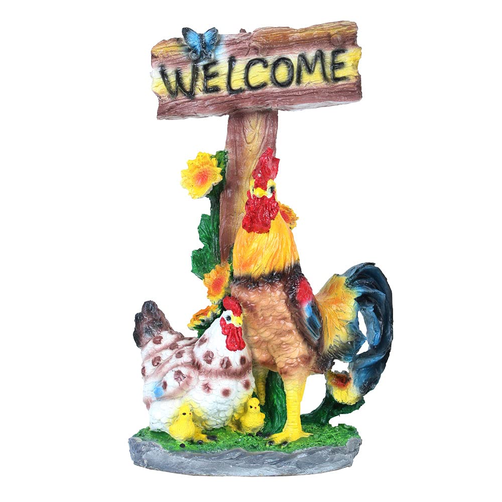 Hen with Welcome Stand Statue for Garden Decoration