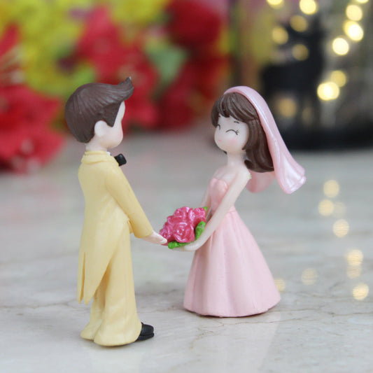 Marriage Couple-  (Pink and Beige)( Miniature toys , cake toppers , small figuine, Valentine couple)