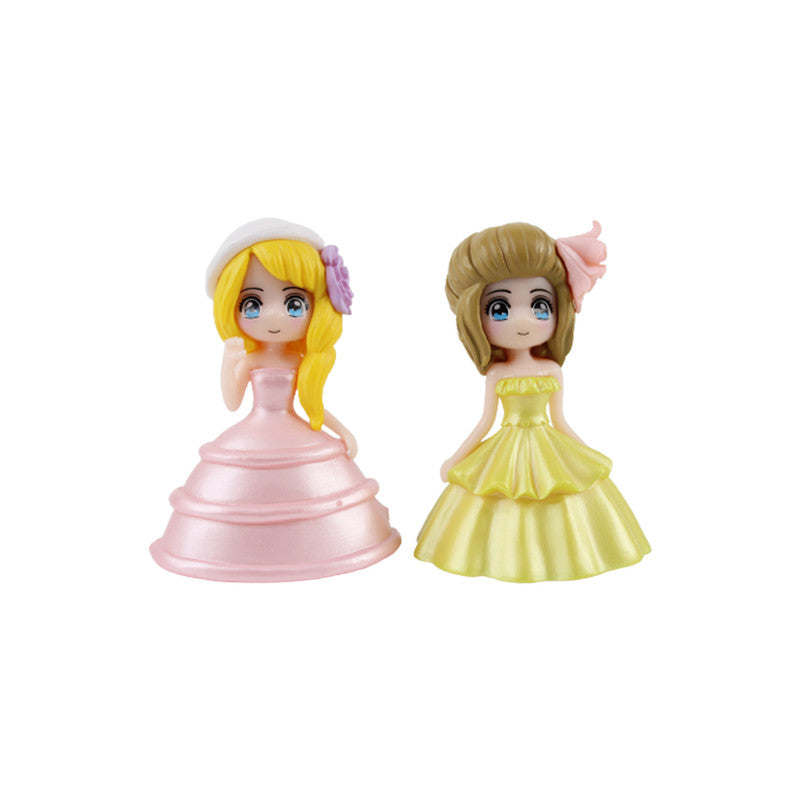 Wonderland Miniature toys dressed Girls - Pink + Yellow