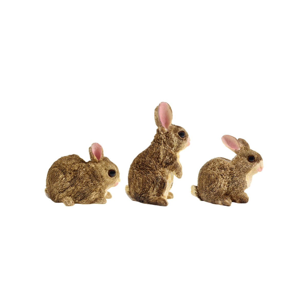 ( Set of 3) Brown 4 inches Three Rabbit combination set