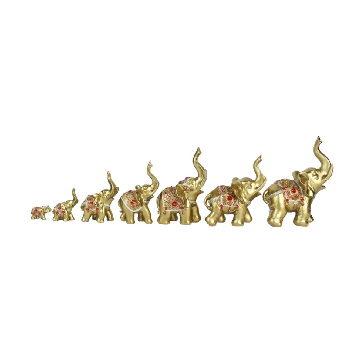 Set of 7 Elephant statues for showpiece for living room, drawing room, home decoration