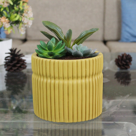 Ceramic Line Pot-Mustard