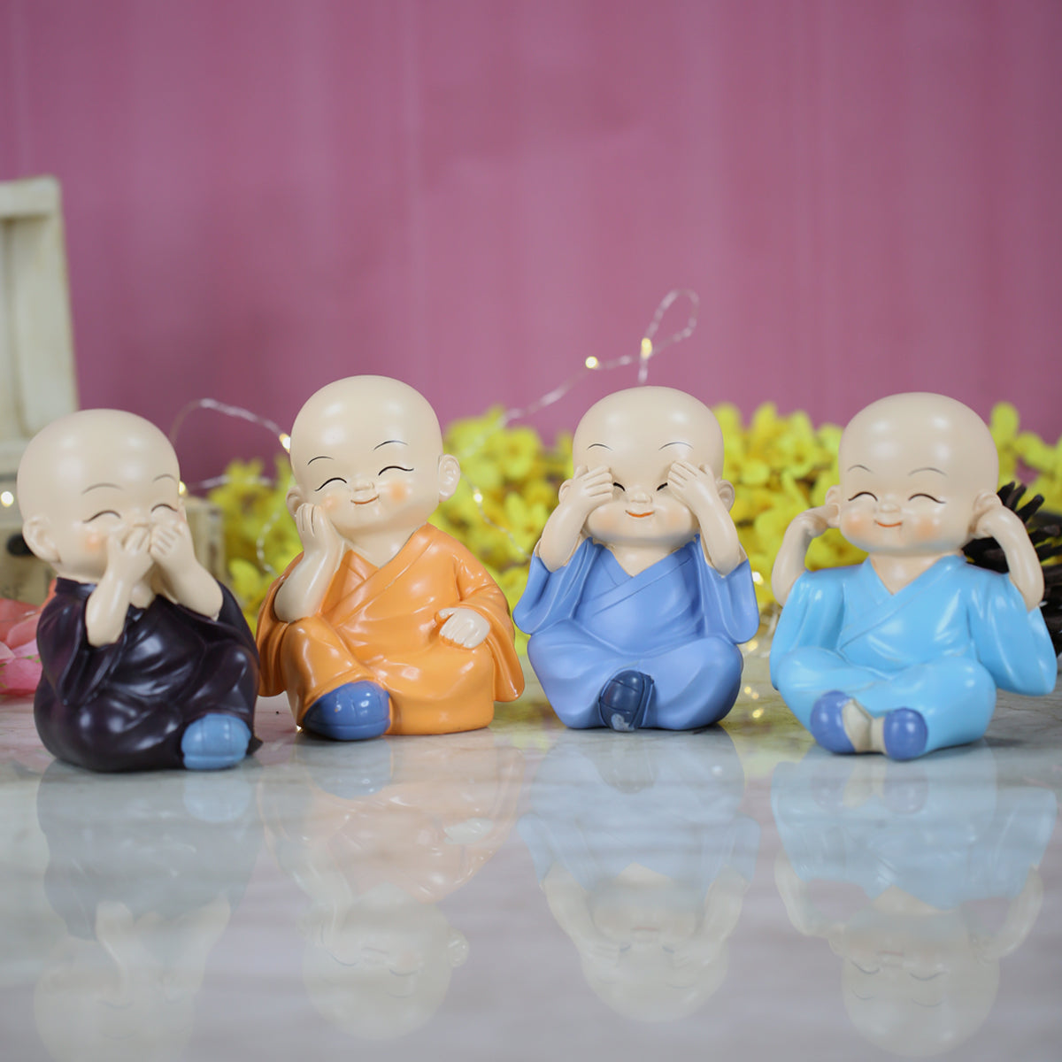 Wonderland ( Set of 4) 2.3 inch height cute Four sitting Monk