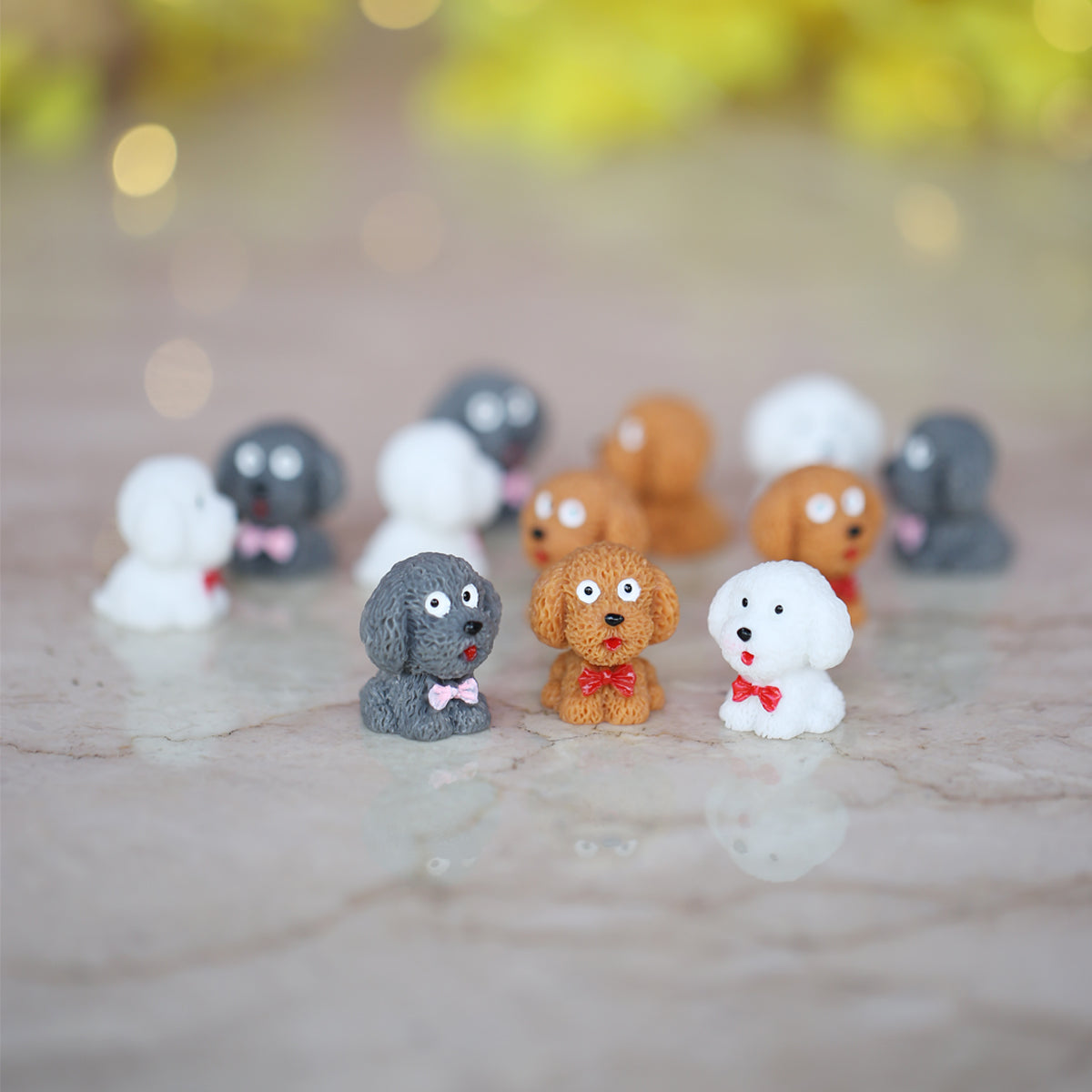 Wonderland  Miniature toys Set of 12 Mini Puppies with bow