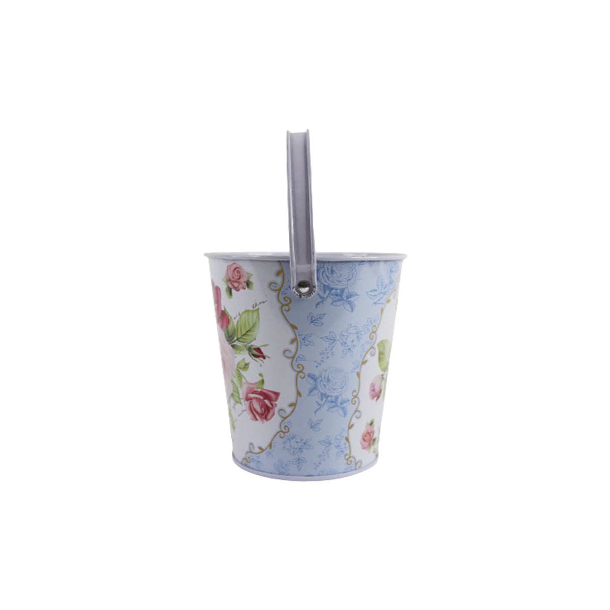 (Set of 2) Flower print bucket with handle