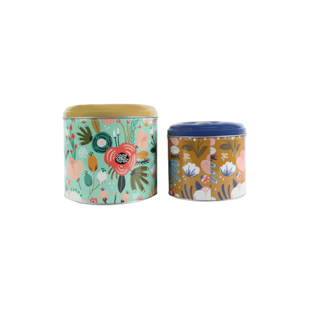 (Set of 2) Floral print oval Storage Containers