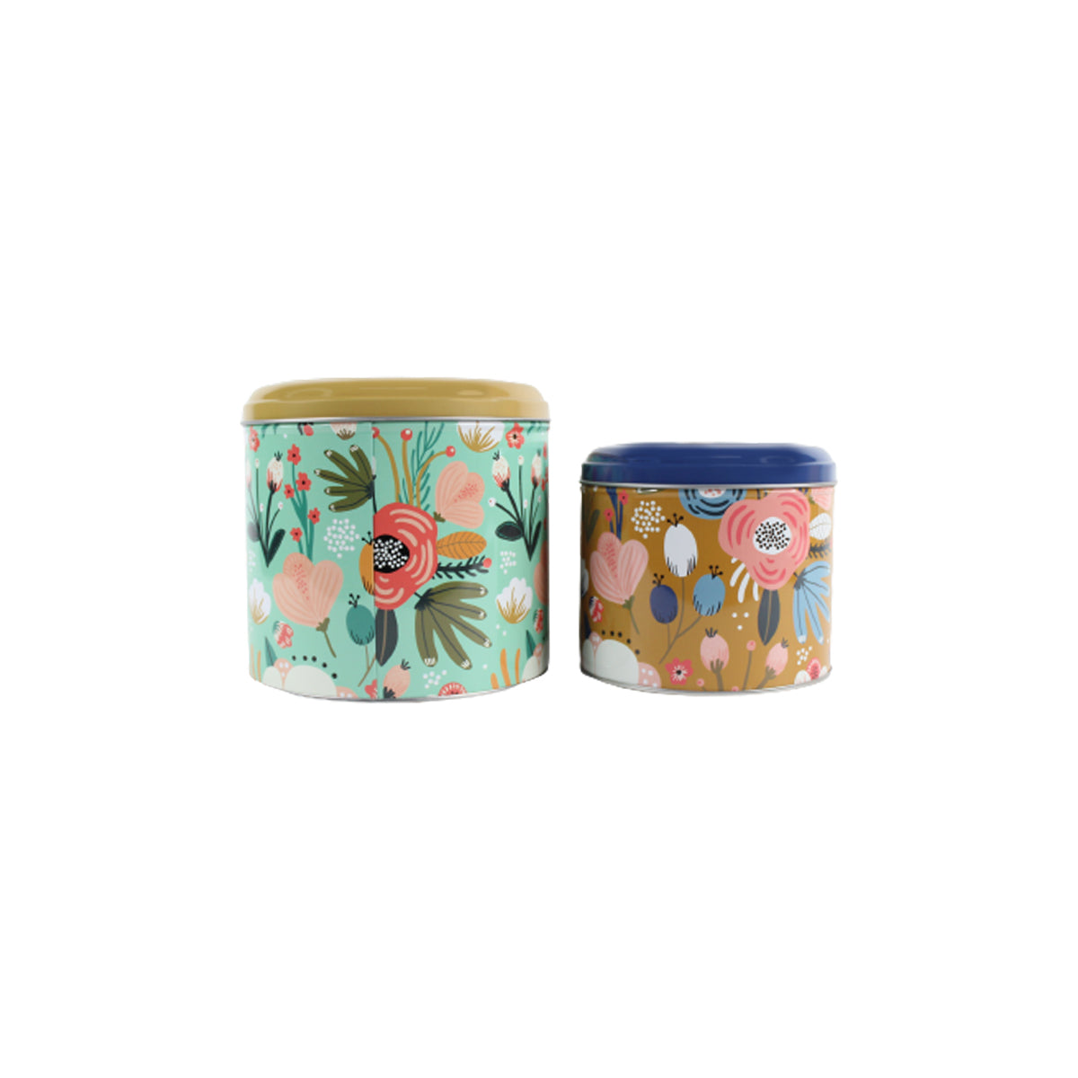 (Set of 2) Floral print oval Storage Containers