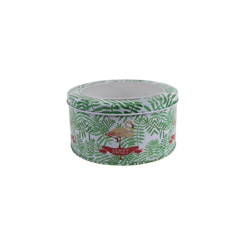 Green leave and flamingo print storage container