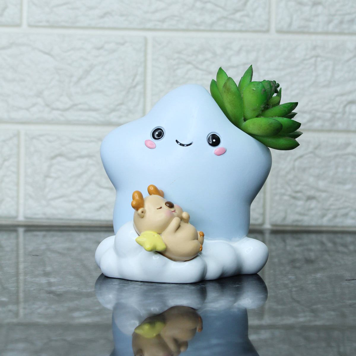 Miniature Toys : Star and Sleepy Deer Succulent Pot