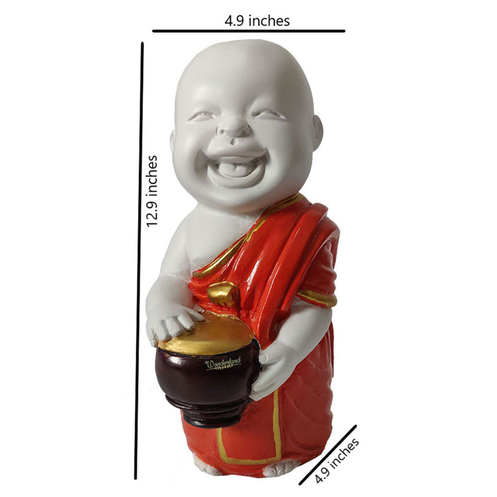 Big Monk Statue for Home and Garden Decoration (Gold Orange)