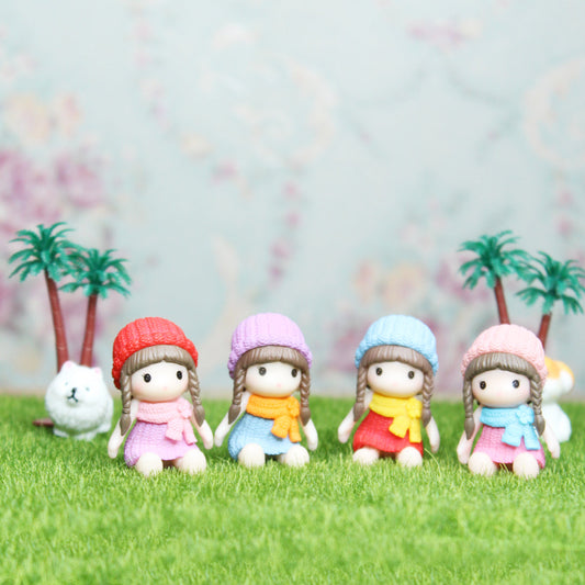 Miniature Toys : (Set of 4) Sweater Dolls Sitting for Fairy Garden Accessories