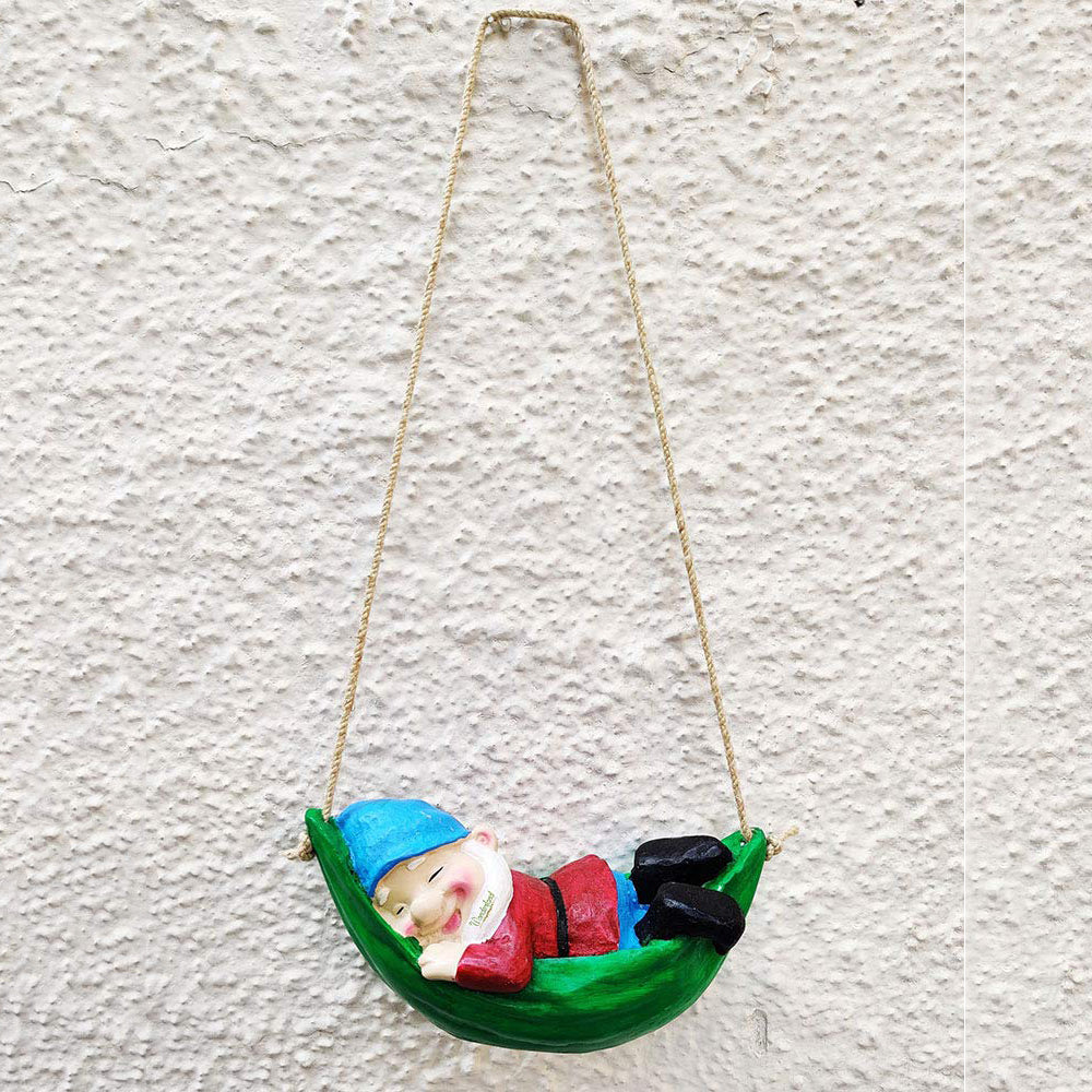 Gnome on Hammock for Balcony and Garden Decoration