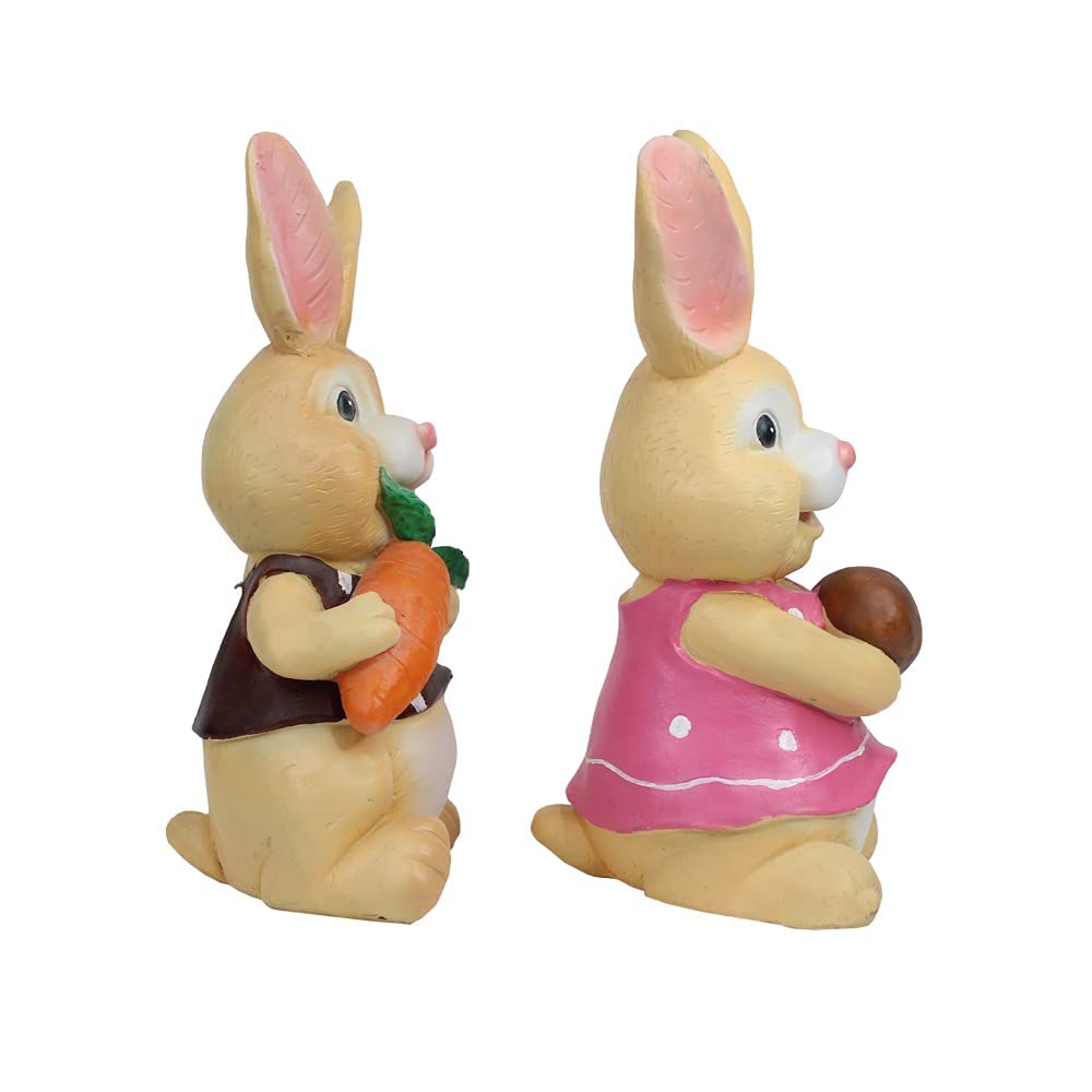 (Set of 2) Small Bunnies Statue for Home and Garden Decoration