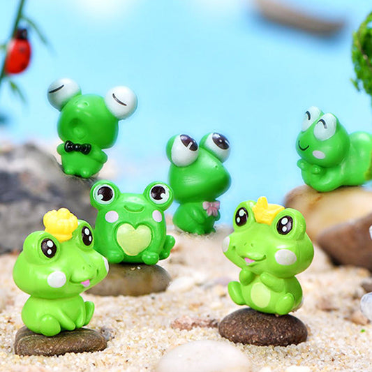 Miniature Toys : (Set of 6) Funny Frogs for Fairy Garden Accessories