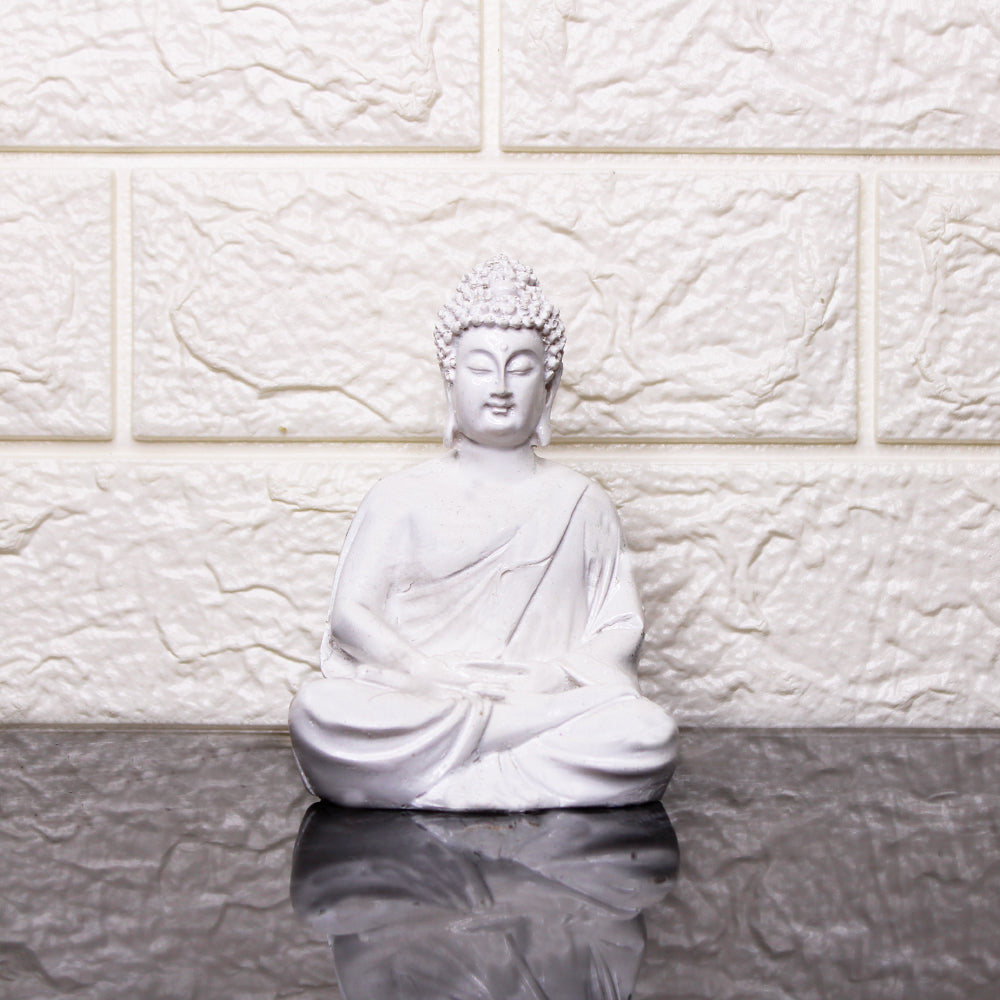 Small Buddha Statue for Home Decoration (White)