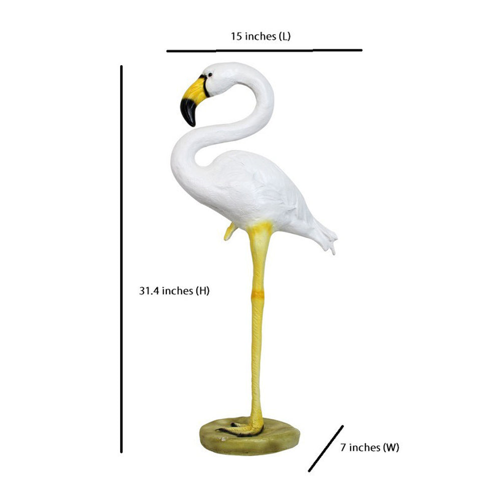 Flamingo Medium Statue for Garden Decoration (White)