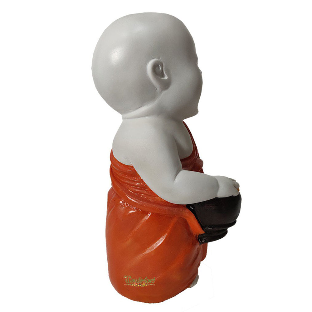 Big Monk Statue for Home and Garden Decoration (Orange)