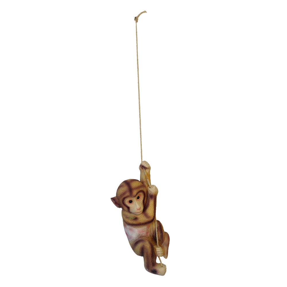 Wonderland Hanging Resin Monkey for garden (rope included) | hanging monkey statue for home decor | garden decoration items | Material Resin | Size 16 Inches