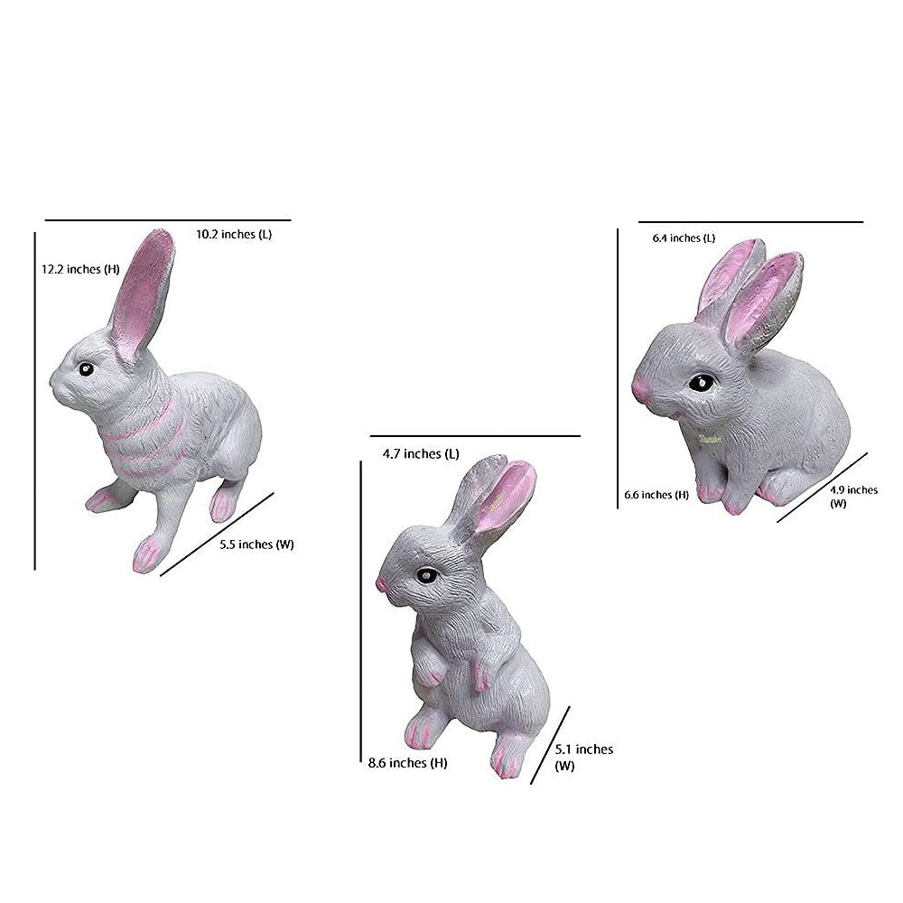 Set of 3 Resin Rabbits (Garden Statue, Garden Decor, Resin Outdoor Balcony)