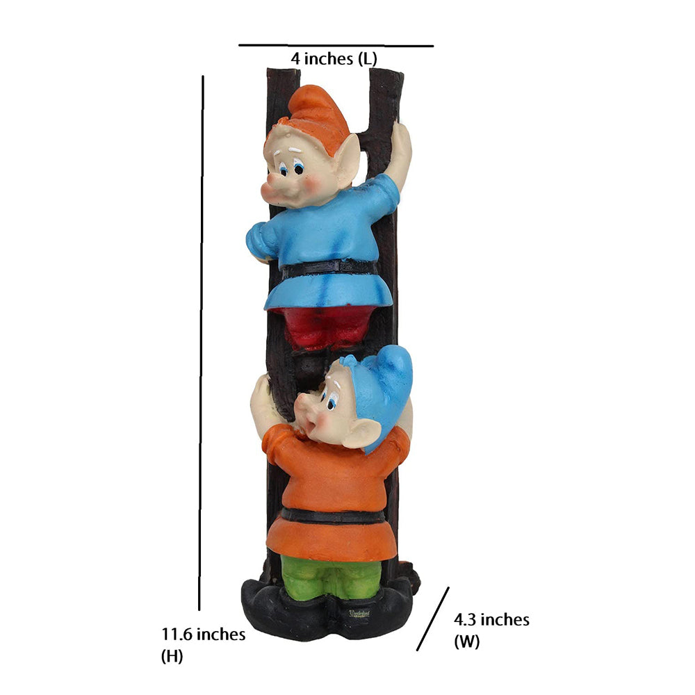 Gnome/Dwarf Climbing Stairs Statue (Blue & Orange)