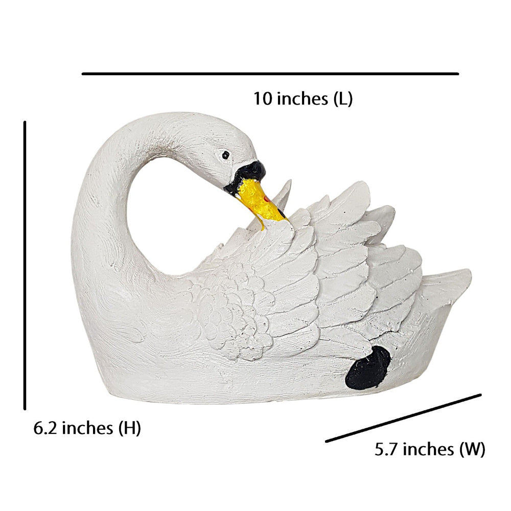 Swan Facing Back Statue for Balcony and Garden Decoration