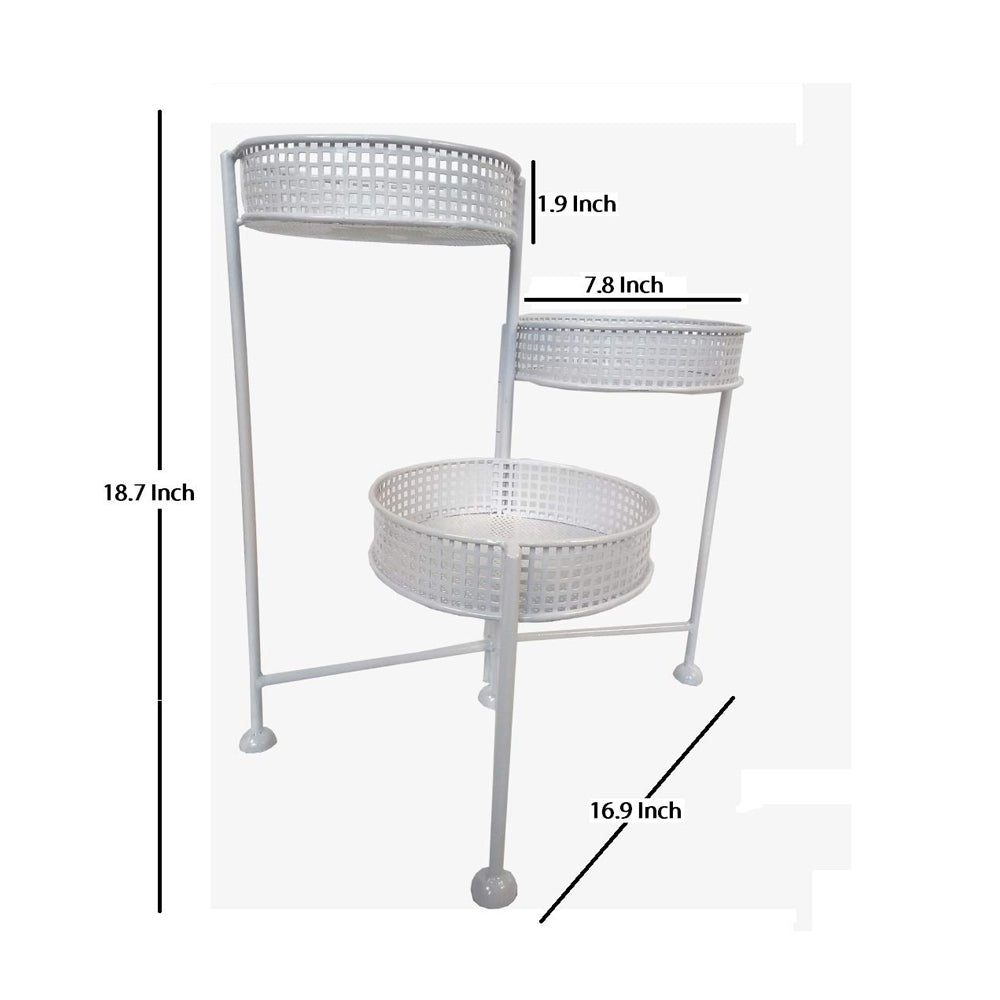 Folding Plant Stand for Home, Garden and Balcony Decoration (White)