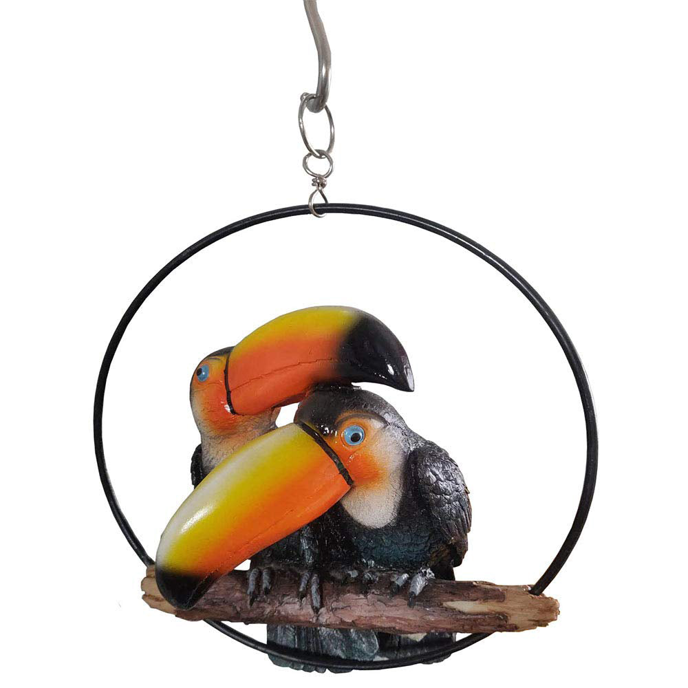 Toucans Statue in Ring for Home and Garden Decoration