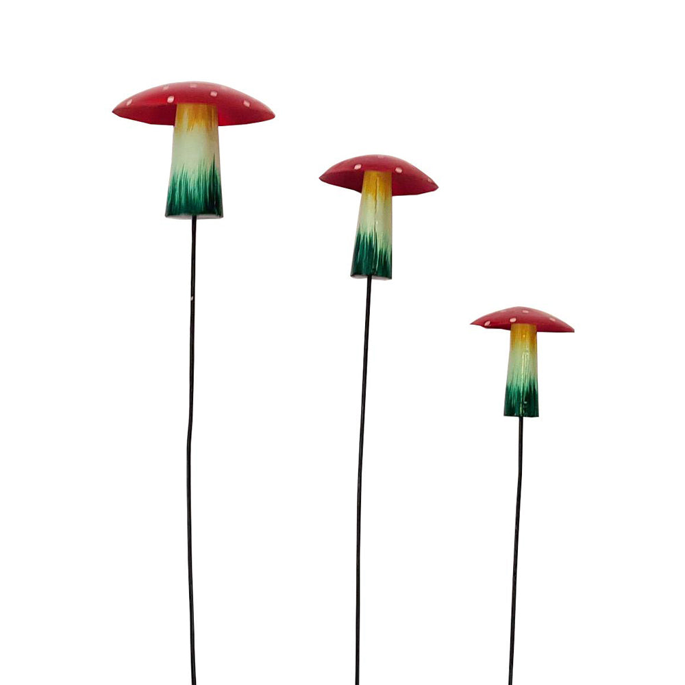 (Set of 3) Full Mushroom Garden Stick/Stack for Garden Decoration