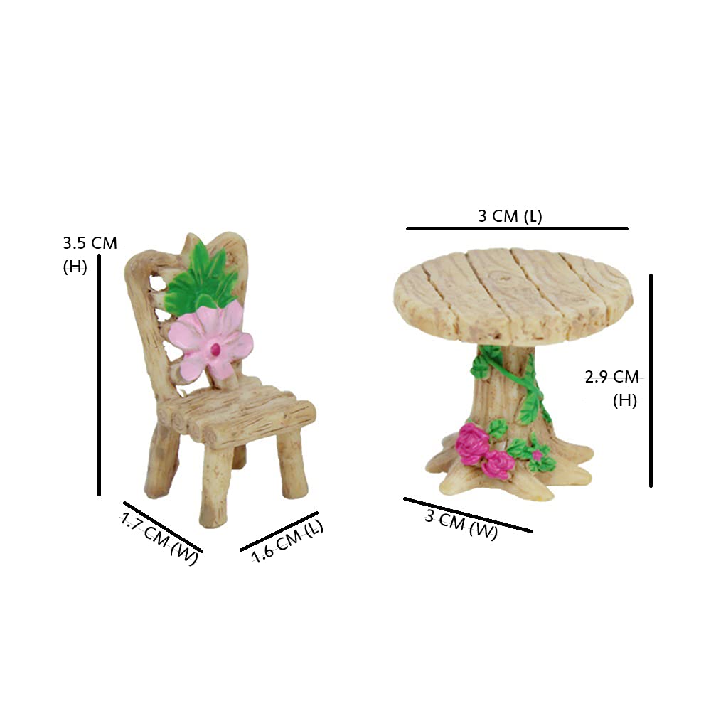 Miniature Toys : (Set of 3) Table and Chairs with Flower Design