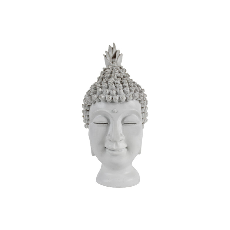 Wonderland Resin Buddha Head Statue - Decorative Buddha Idol Showpiece for Home Living Room Table Decoration Gifts (White)