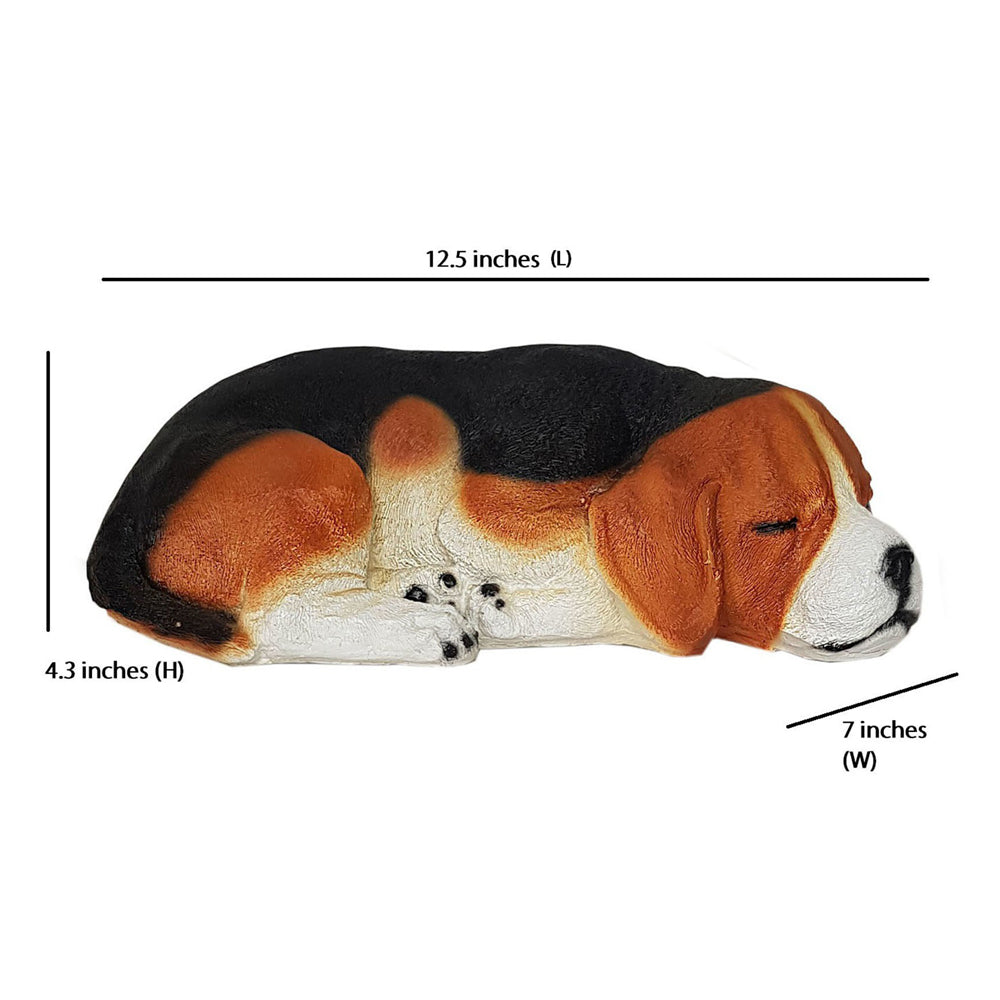 Beagle Dog Sleeping Statue for Garden Decoration (Brown)