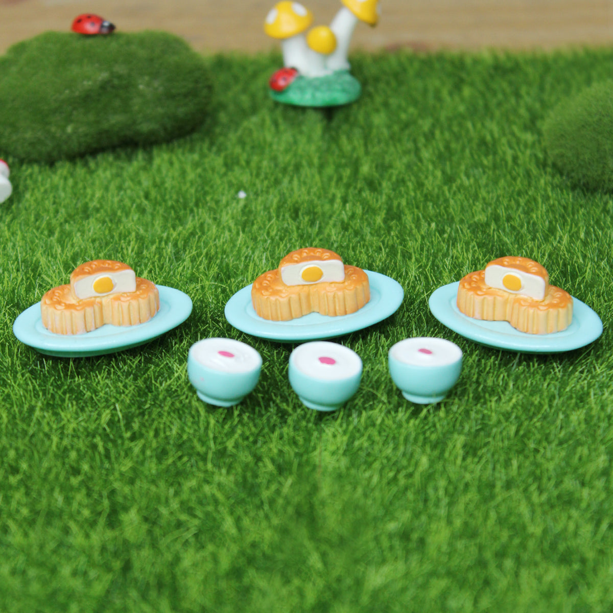 Miniature toys Set of 6 Cake and ice cream bowl (Miniature Fairy Garden Accessories for DIY tray garden Plant Décor)