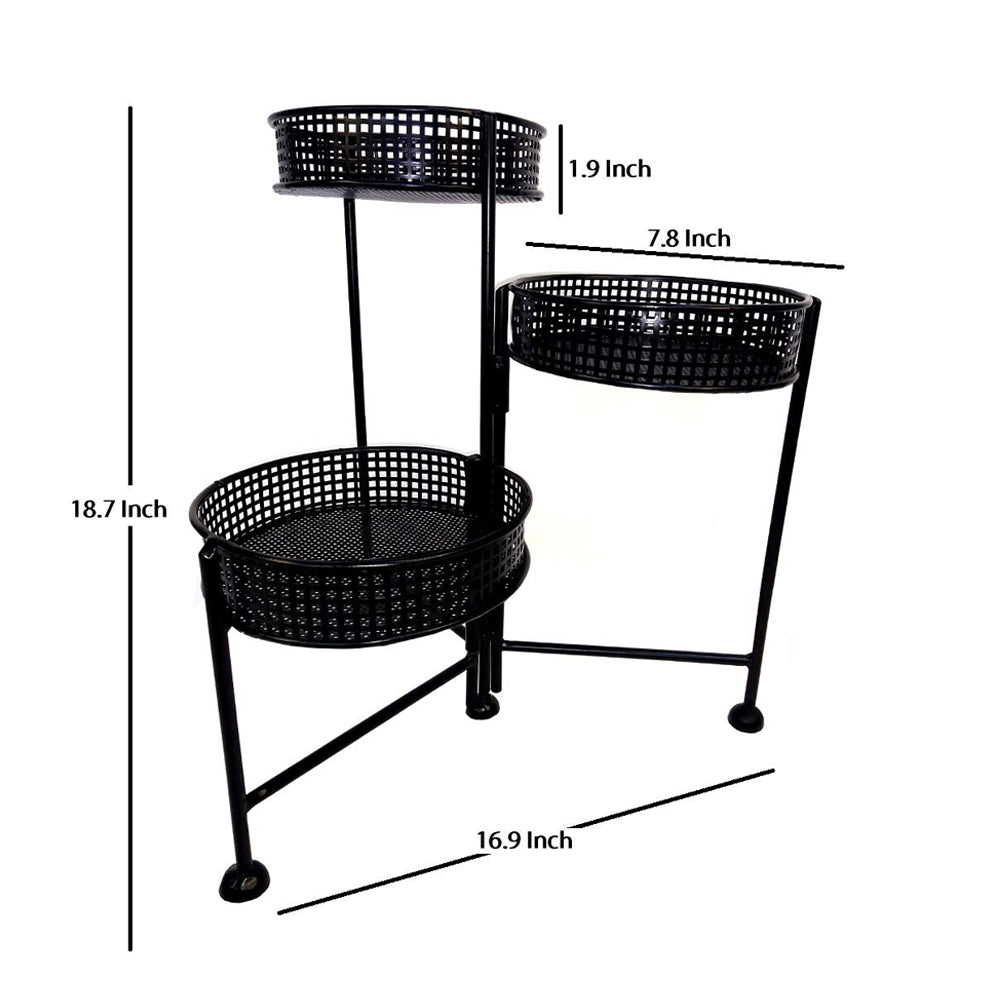 Folding Plant Stand for Home, Garden and Balcony Decoration (Black)