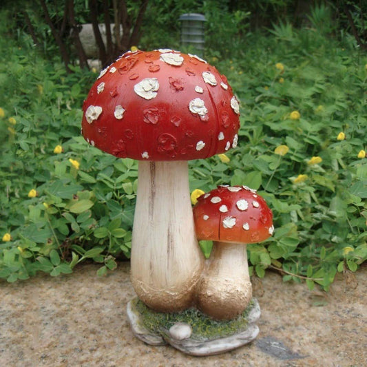 Wonderland Mushroom Decoration Statue | Material Resin | Height 6 Inches | Perfect for Garden decor, Balcony decoration, Home showpiece, Outdoor & Kids Room decor, garden statue