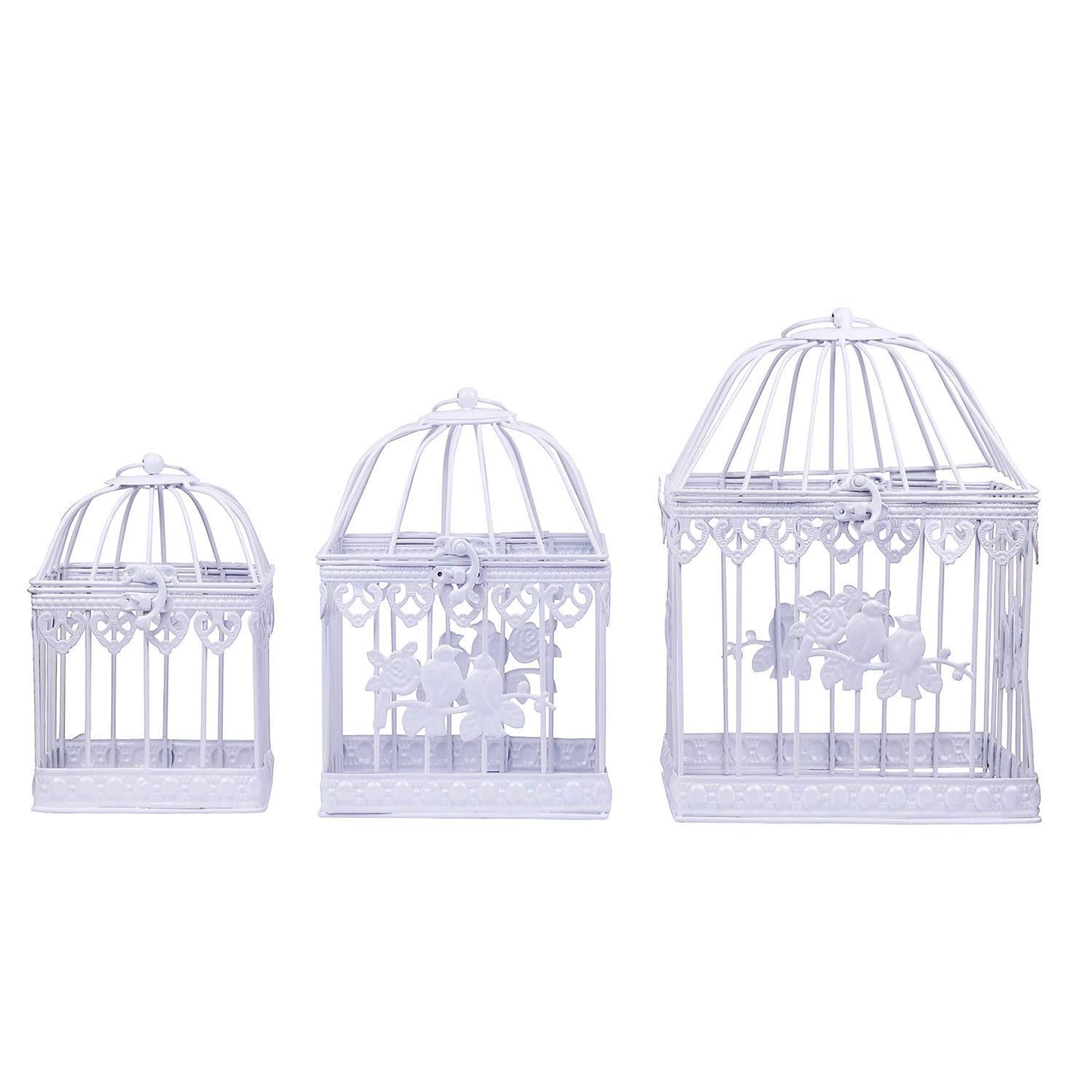 (Set of 3) Metal Square Bird Cages for Home and Balcony Decoration