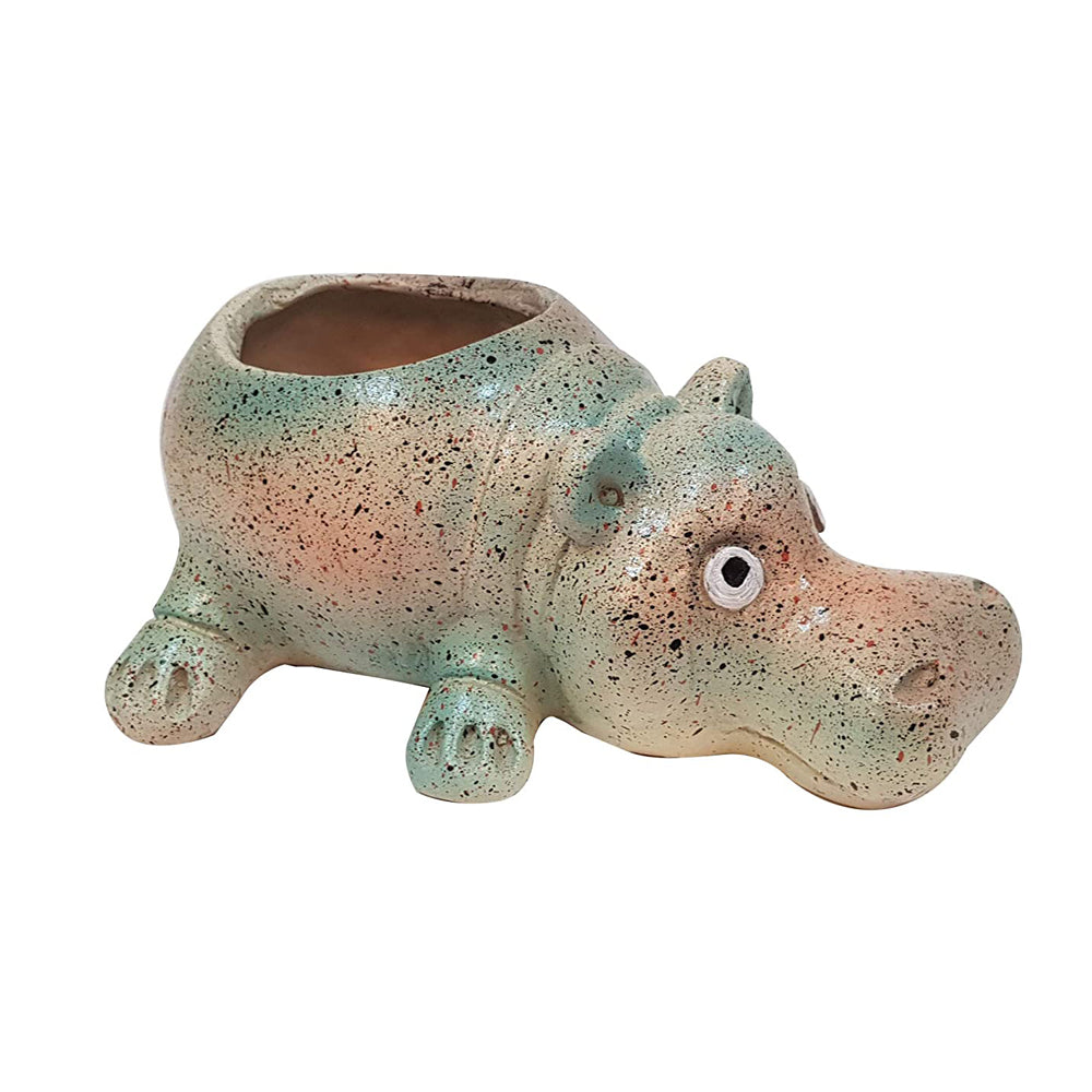 (Set of 2) Hippo Planter Set for Home and Garden Decor.