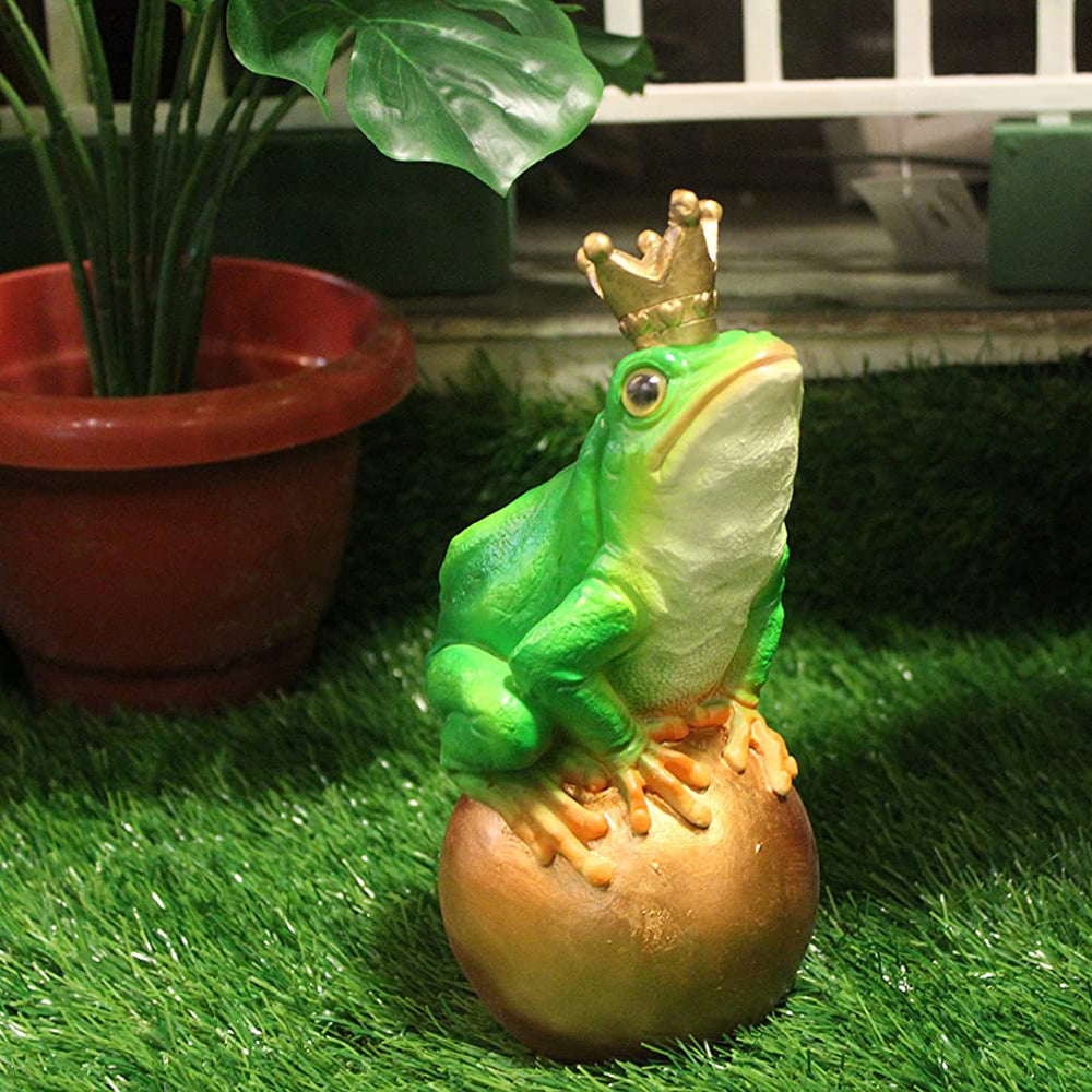 Resin King Frog on Golden Ball , Multicolour