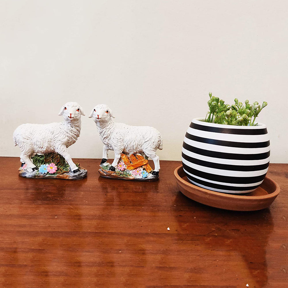 (Set of 2) Sheep Statue for Home and Balcony Decoration