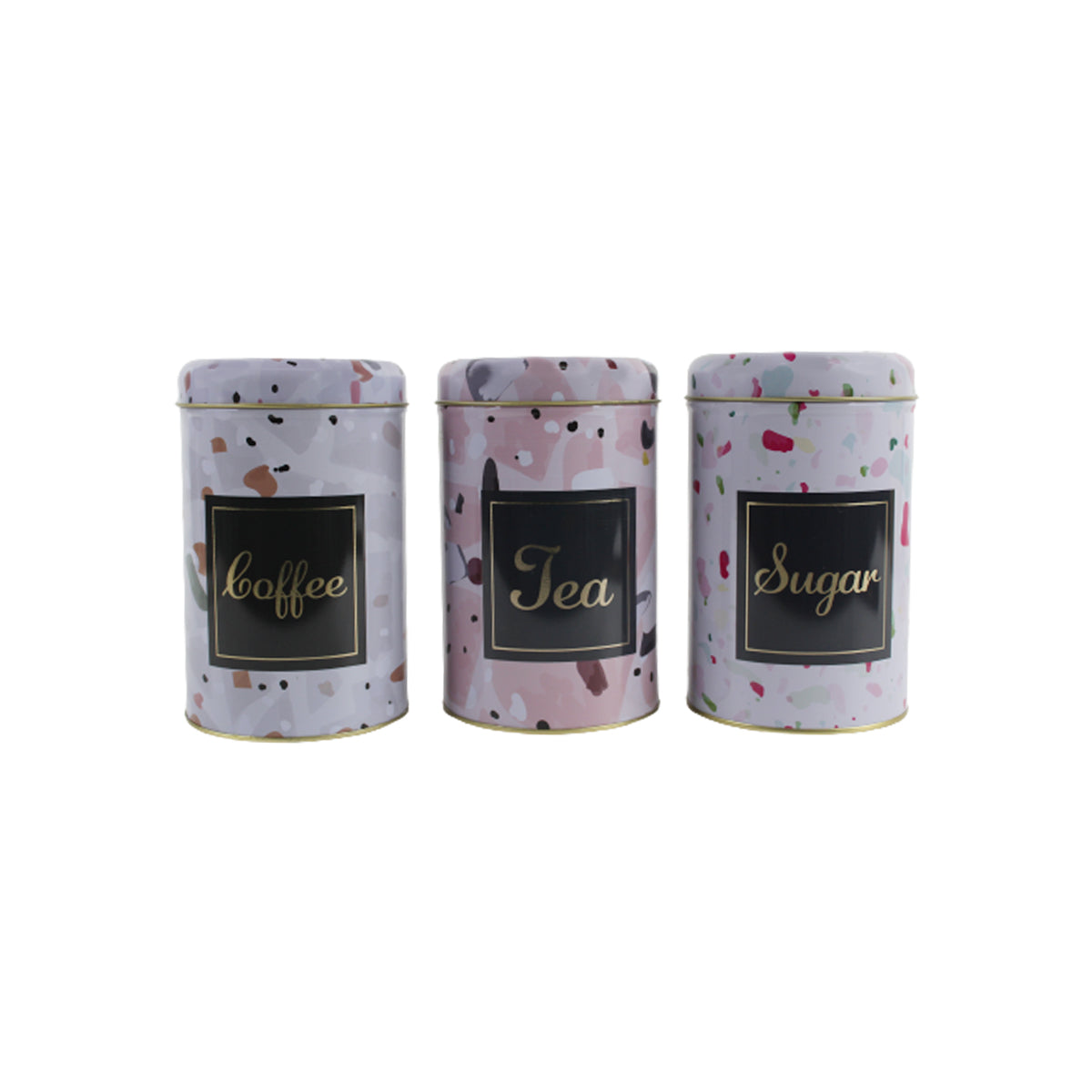 (Set of 3) Floral print Tea, coffee and sugar storage container