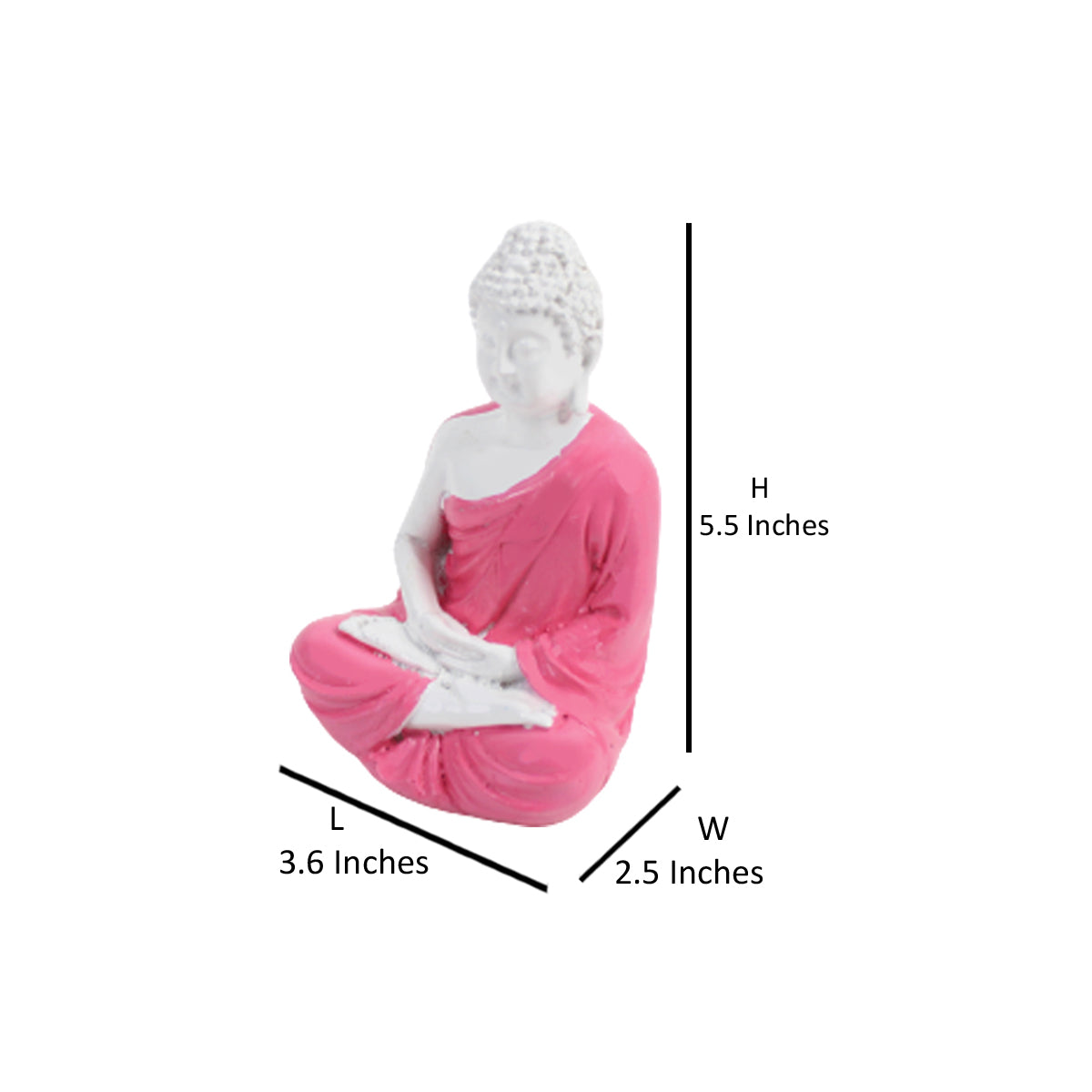 Wonderland 5 inch  Resin Pink Samadhi Buddha