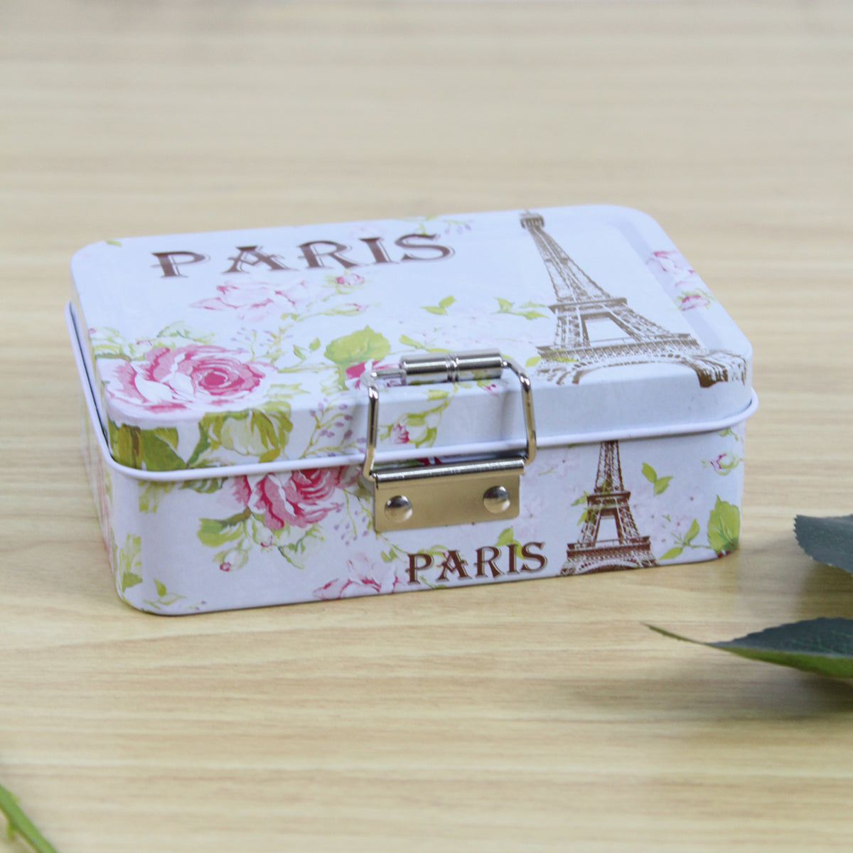 Paris print storage box with lock