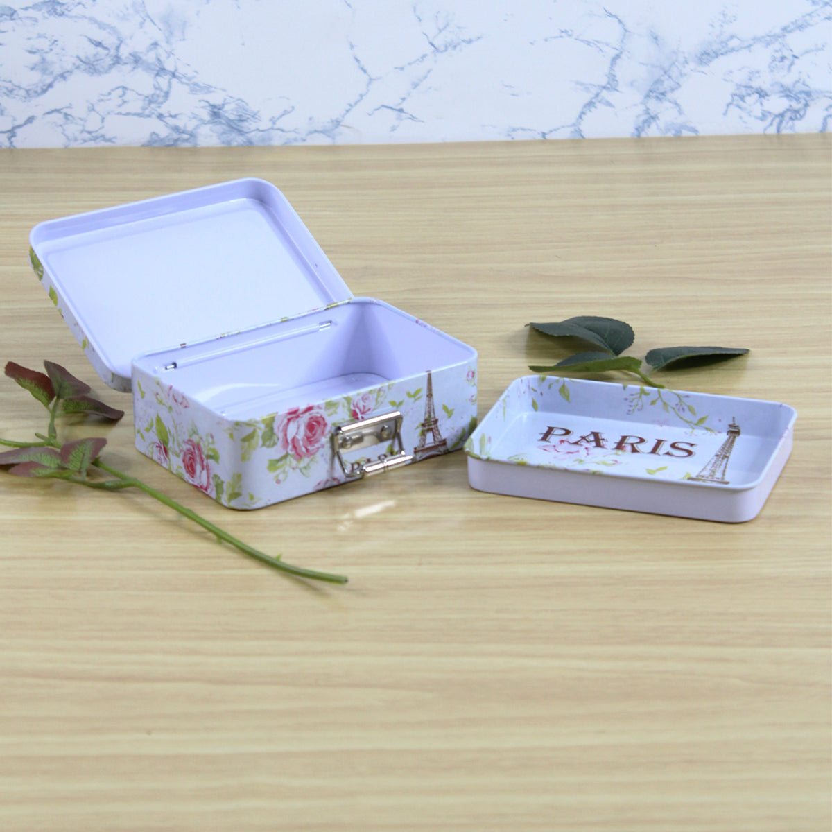 Paris print storage box with lock