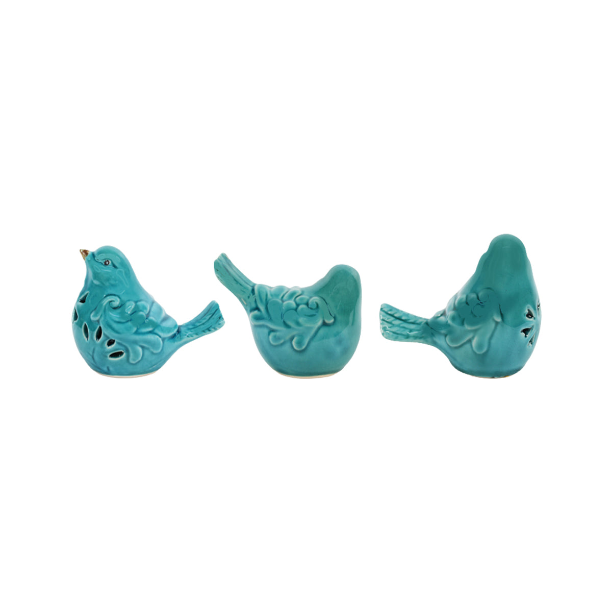 Wonderland Imported Sea green Ceramic Birds (Set of 3)