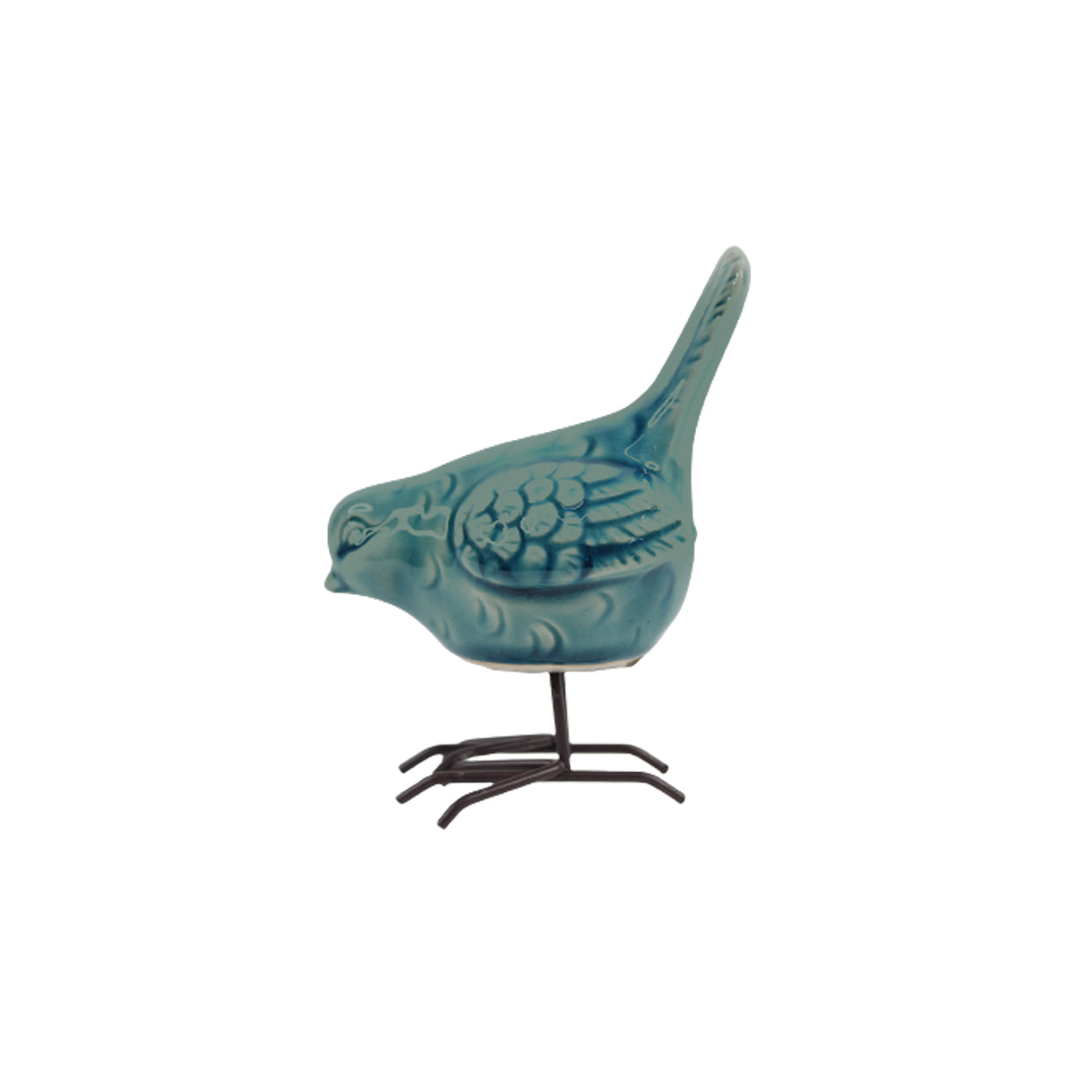 Wonderland Imported Off Sea green Ceramic Bird with legs (Set of 2)