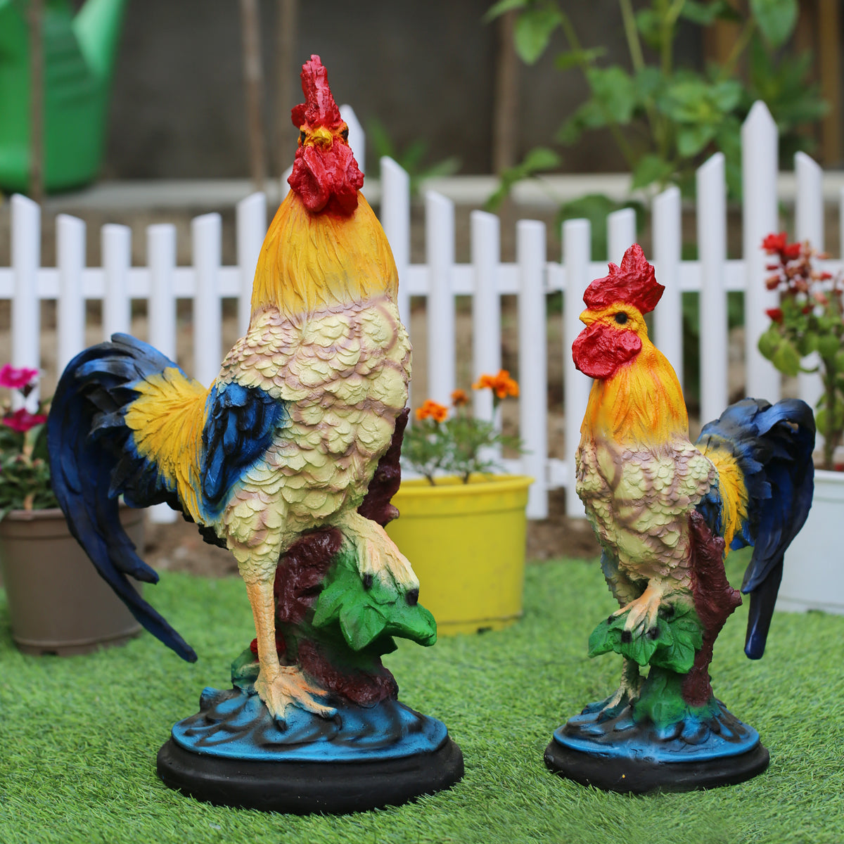 (Set of 2) Hens Statue for Indoors and Outdoor Decoration