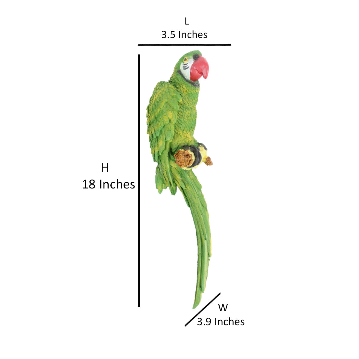 Wonderland Green Parrot-Big outdoor statue  (Side view)